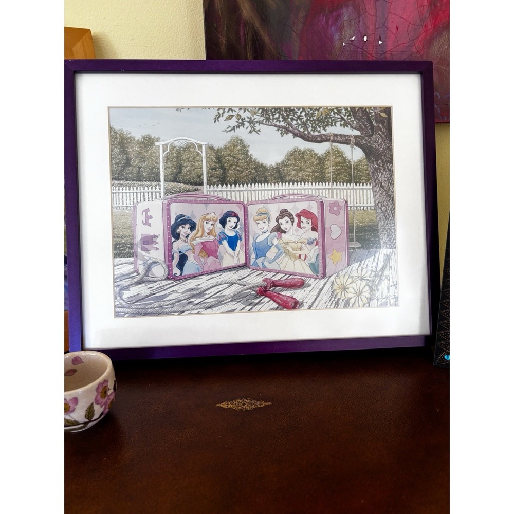 RARE 2005 David E Doss‎ Wall Art Print Disney Princess Lunch Box Summer Scene